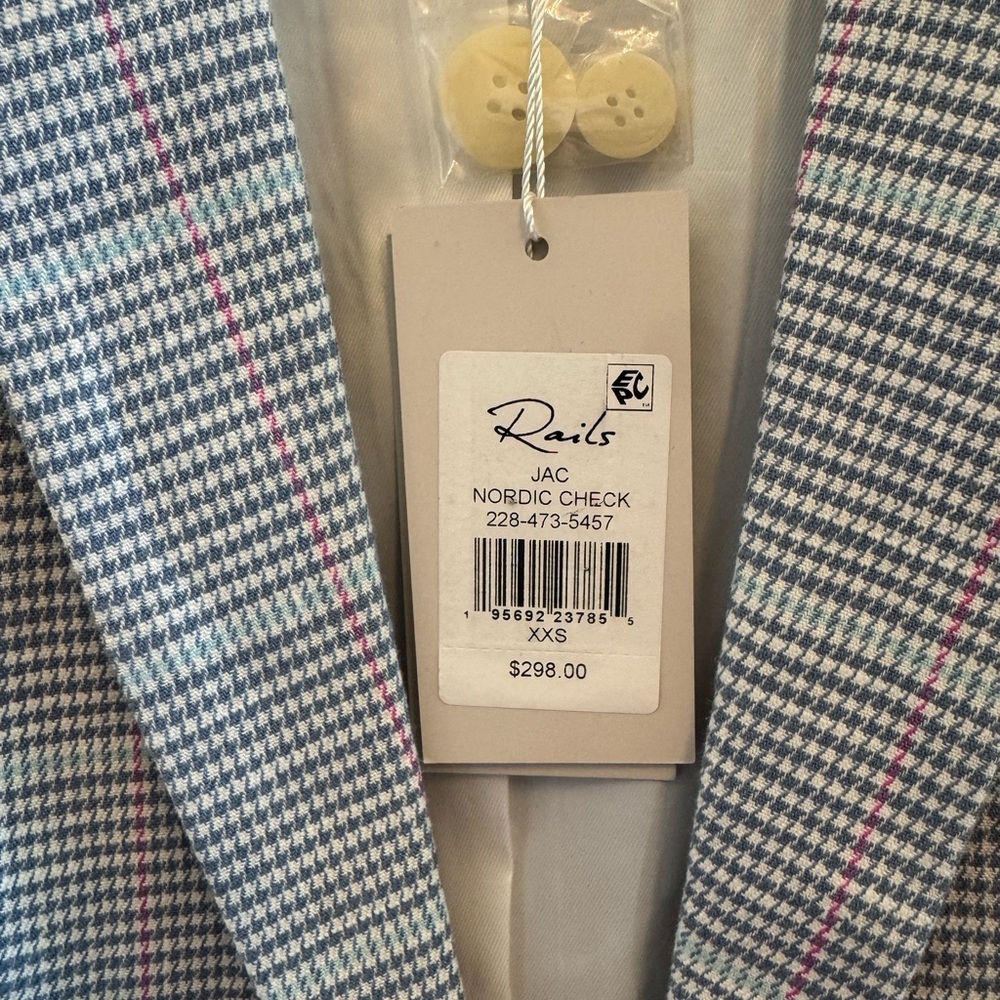 Rails Light Blue Glen Plaid Double-Breasted Blazer - Picture 3 of 5
